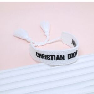 White and Black Dior Logo Friendship Bracelet